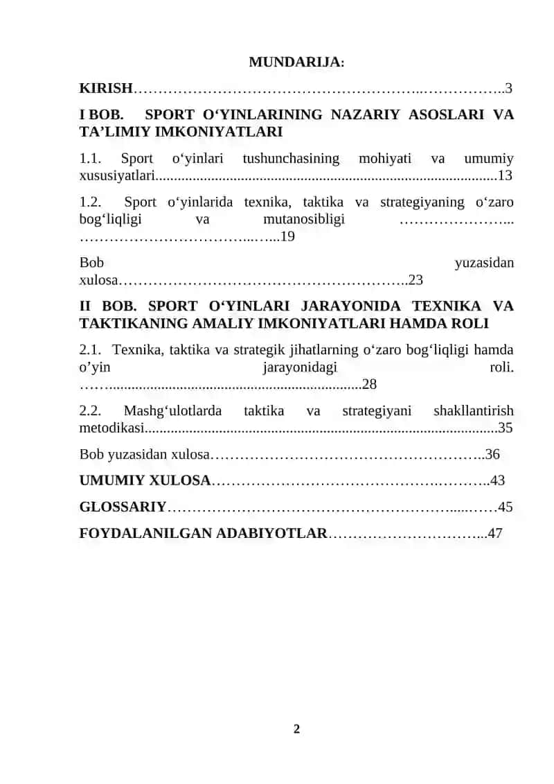 Sport o'yinlarining taktik va strategik jihatlari 2
