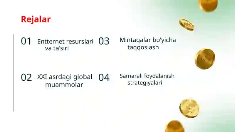 XXI asrda enternet resurslarining dunyo mamlakatlari va mintaqalardagi ta'siri 2