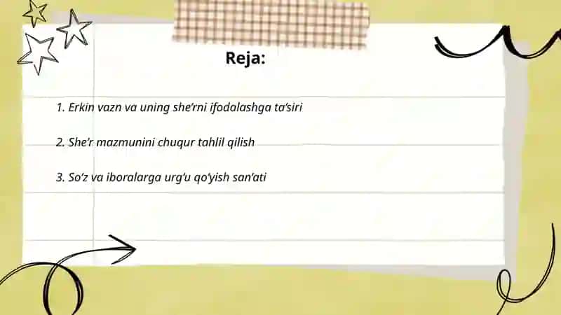 Erkin vazndagi she’rlarni ifodali o'qish 2