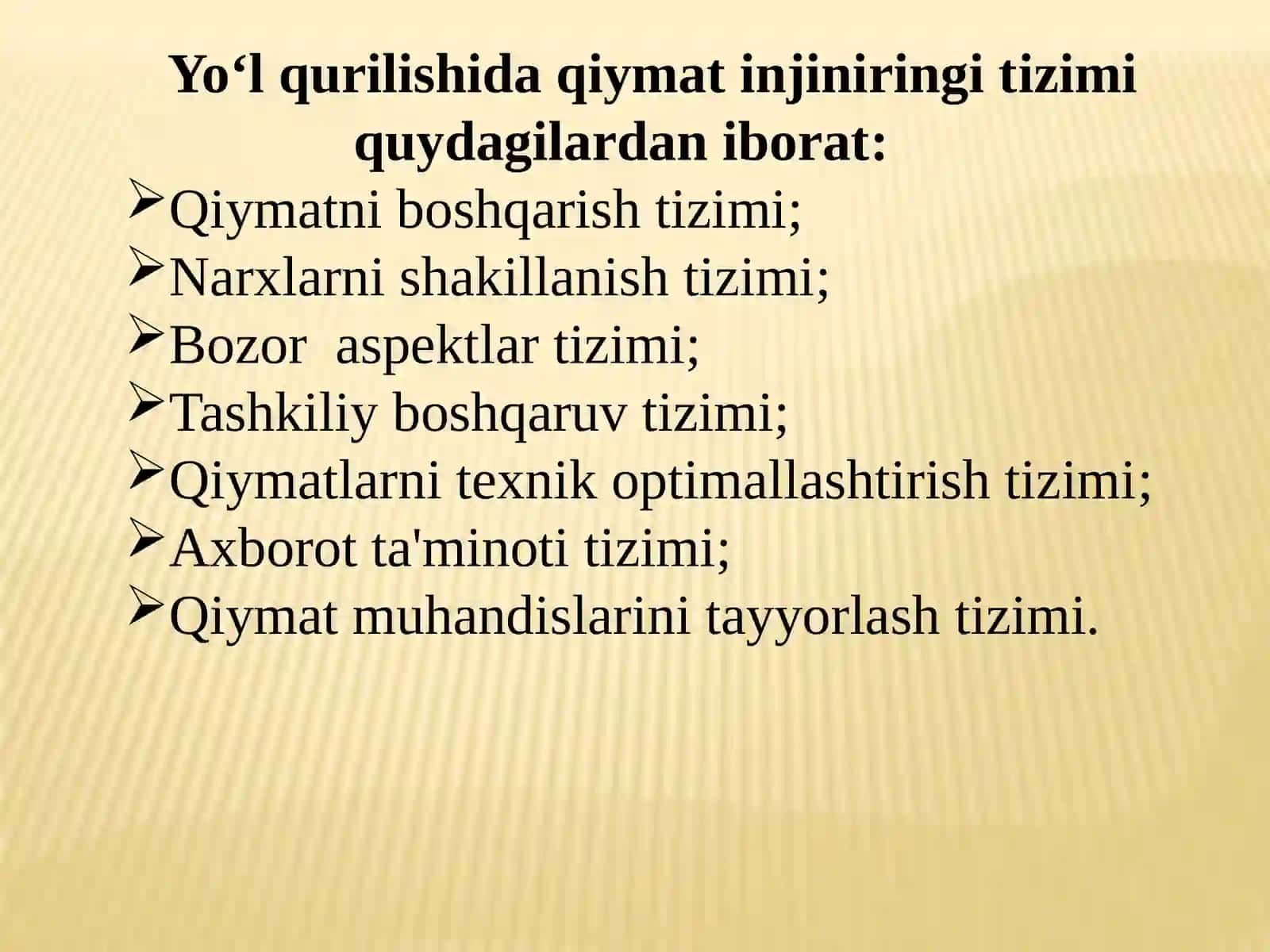 Yo‘l qurilishida qiymat injiniringi tizimi 2