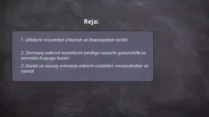 OAVlarni ro'yxatdan o'tkazish va litsenziyalash tartibi 2