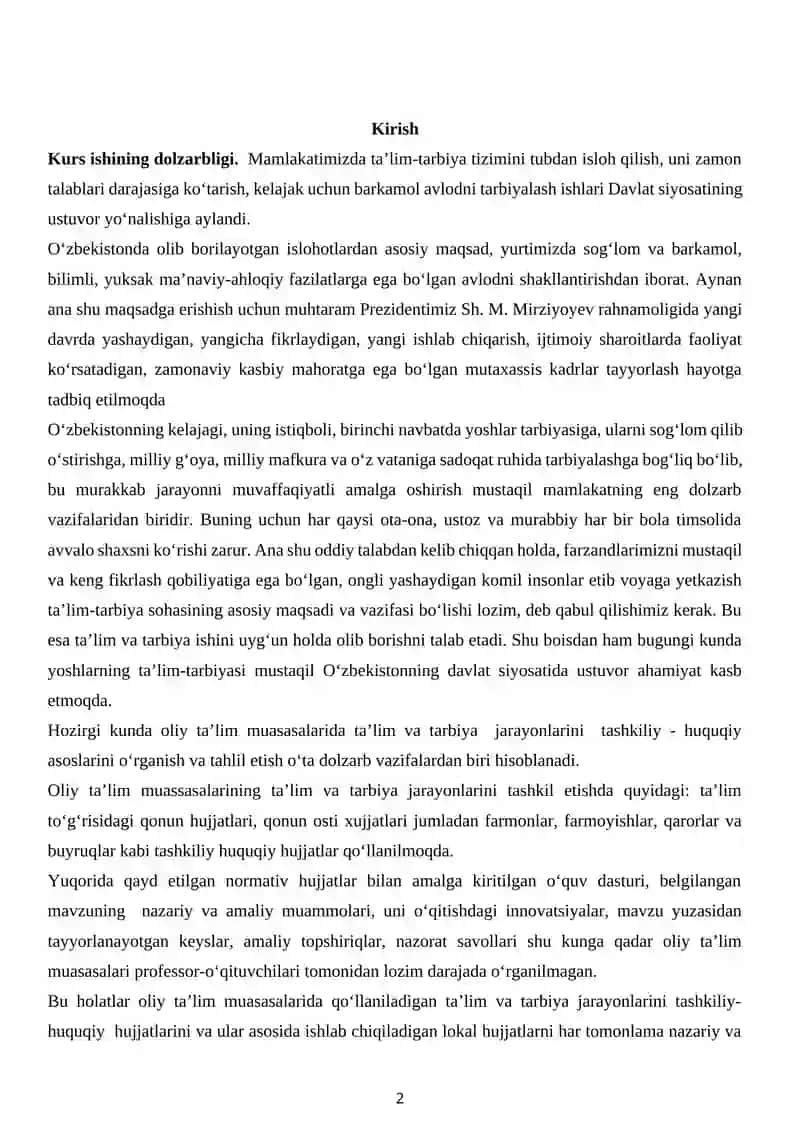 Psixologning O'rta va O'rta Maxsus Ta'lim Tuzimidagi Faoliyati Kurs Ishi 2