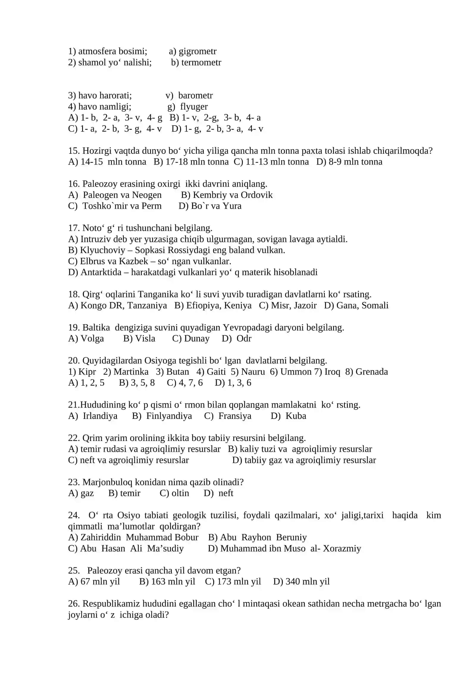GEOGRAFIYA (Test) 2