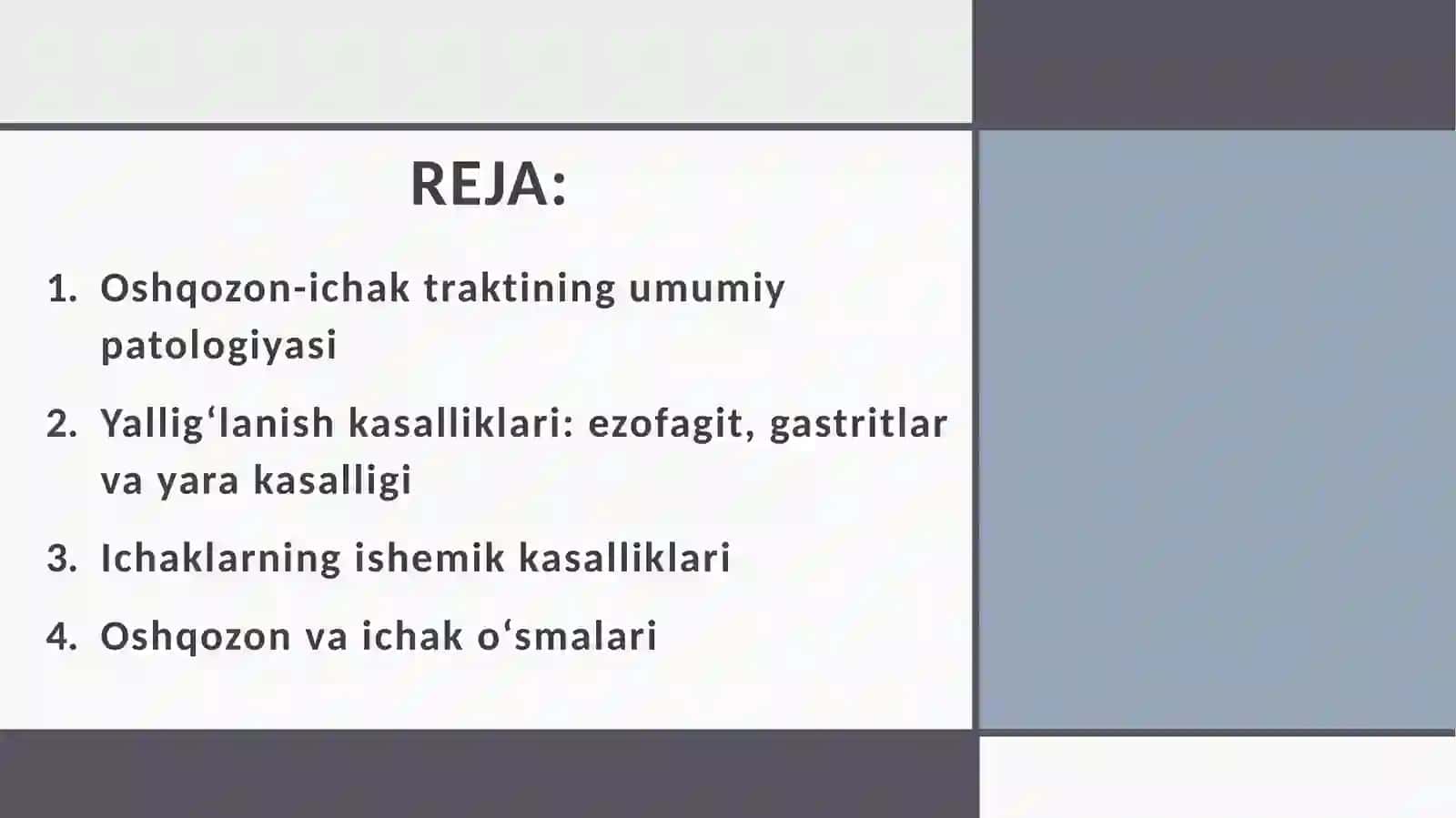 Oshqozon-ichaktraktining umumiy patologiyasi 2