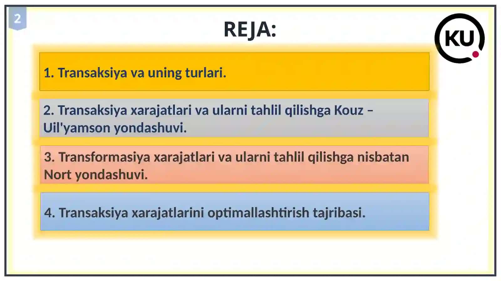 5-Amaliy mashg’ulot: Transaksiya va transformasiya xarajatlari hamda ularni tahlil qilishga yondashuvlar 2