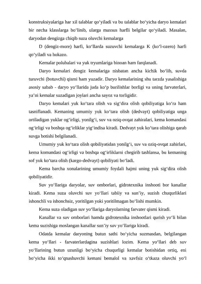 Dаryo trаnsportining texnik-iqtisodiy tаvsifi vа rivojlanish muаmmolаri 2