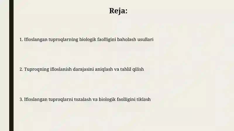 Ifloslangan tuproqlar biologik faollik analizi 2