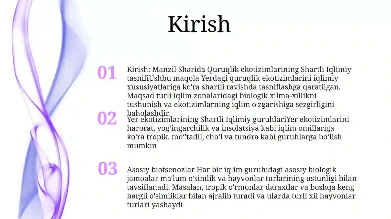Yer Sharida Quruqlik Ekosistemalarni Shartli Iqlimiy Guruhlari Va UlarniMuhimBiotsenozlari 2