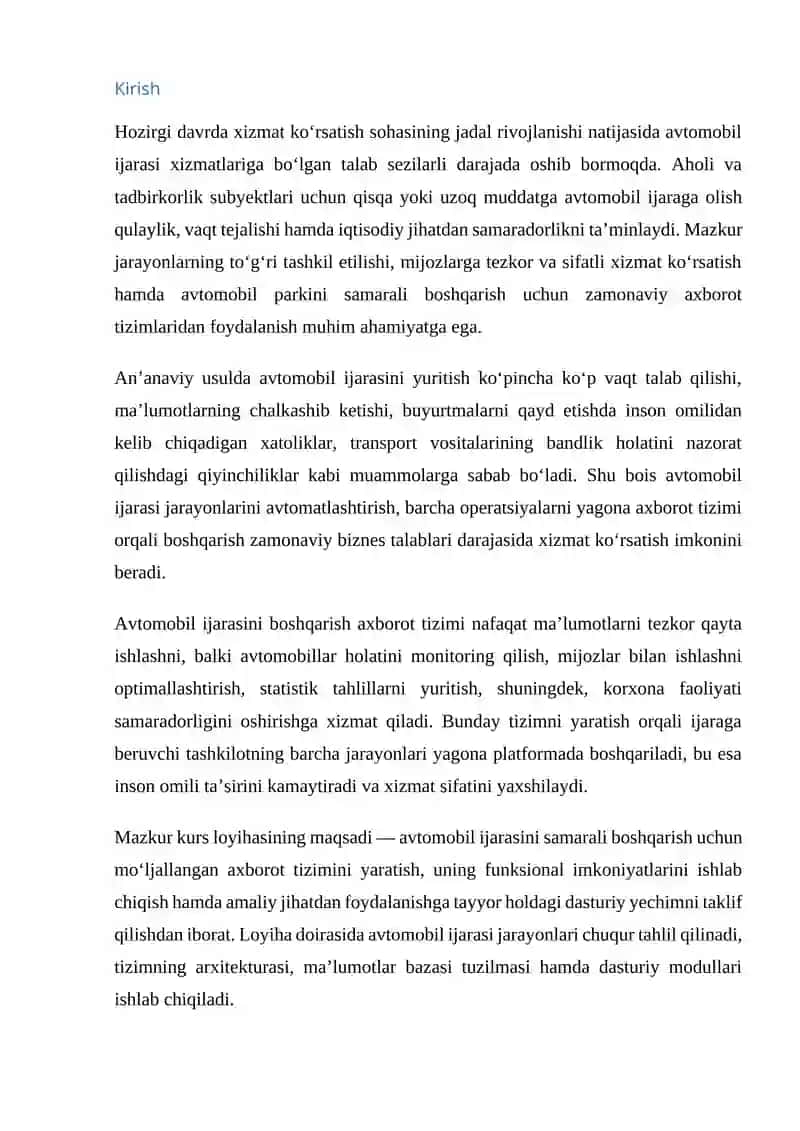 Avtomobil ijarasini boshqarish axborot tizimining tahlili 2