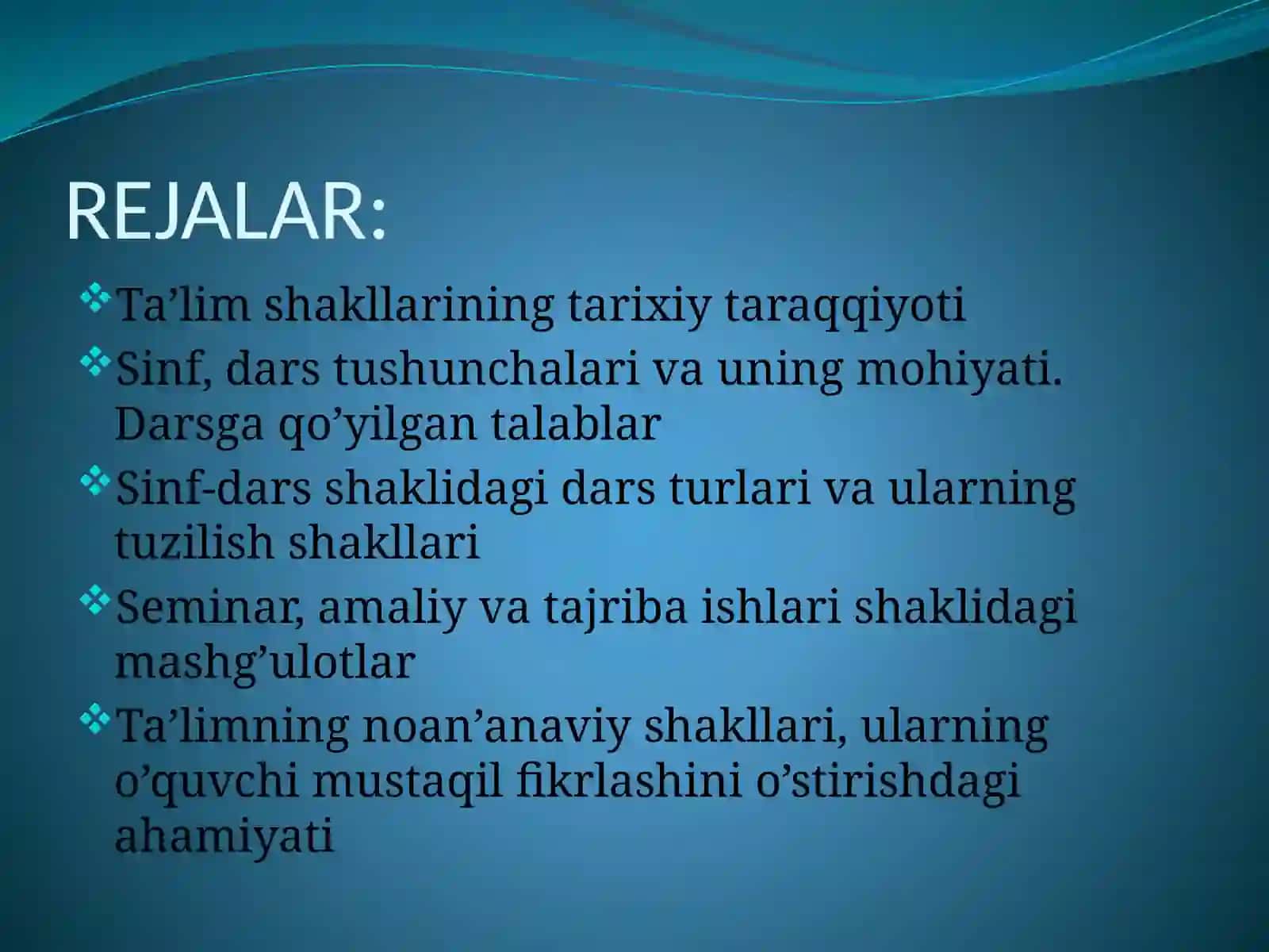 TA’LIMNI TASHKIL ETISH SHAKLLARI (NOAN’ANAVIY TA’LIM SHAKLLARI) 2