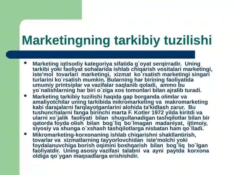 Marketingning tarkibiy tuzilishi 2
