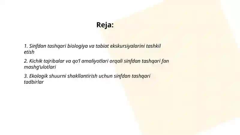 Boshlang'ich ta'lim tabiiy fanlaridan sinfdan tashqari ishlarni tashkil qilish 2