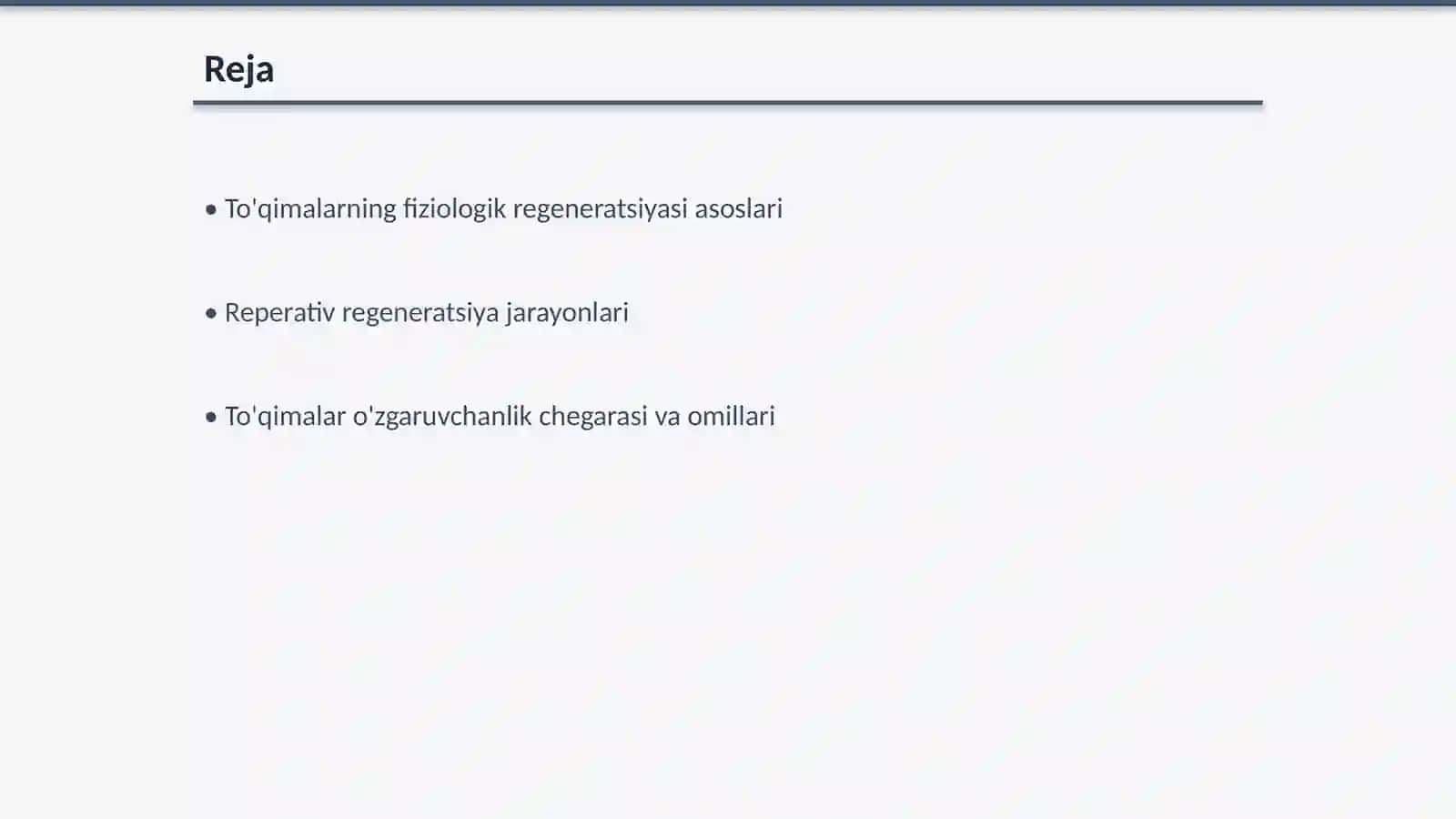 To'qimalarning fiziologik va reperativ regeneratsiyasi. To'qimalar o'zgaruvchanlik chegarasi 2