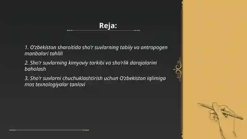 Shoʻr suvlarni chuchuklashtirish gʻoyasini yaratish 2