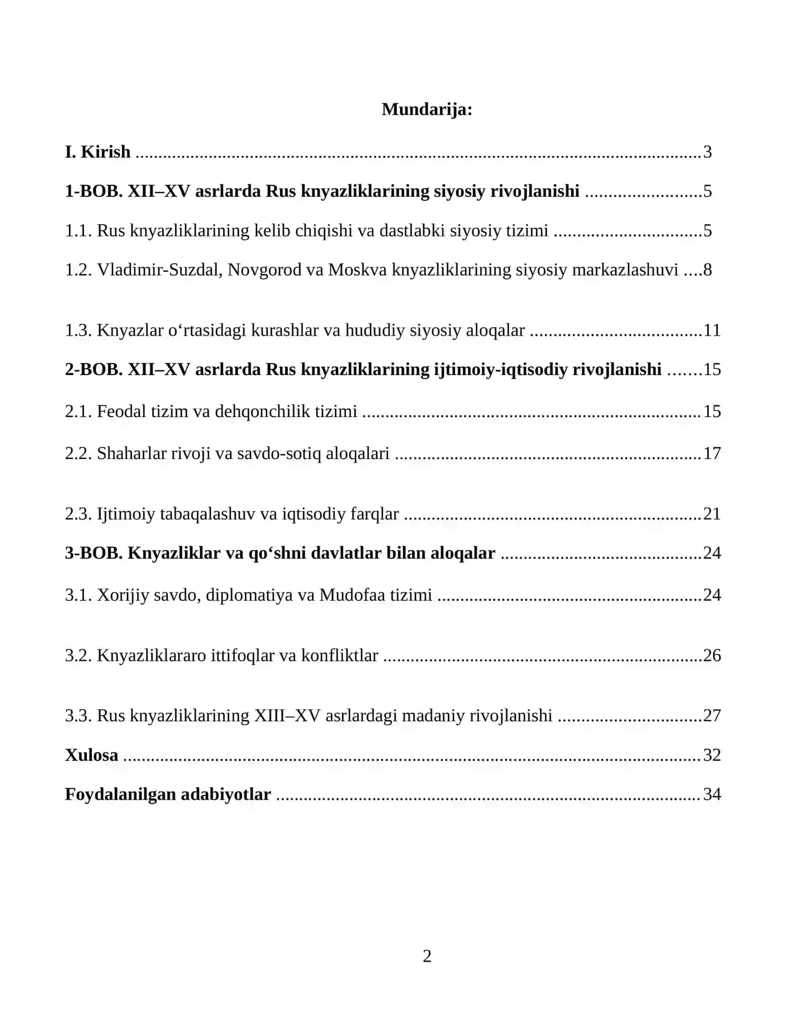 XII-XV asrlarda Rus knyazliklarining siyosyiy, ijtimoiy-iqtisodiy tarraqiyoti 2