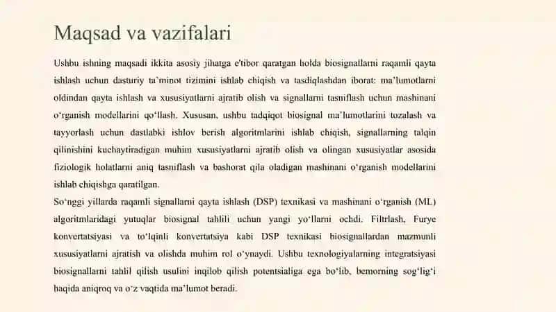 BIOSIGNALLARGA RAQAMLI ISHLOV BERISH 2