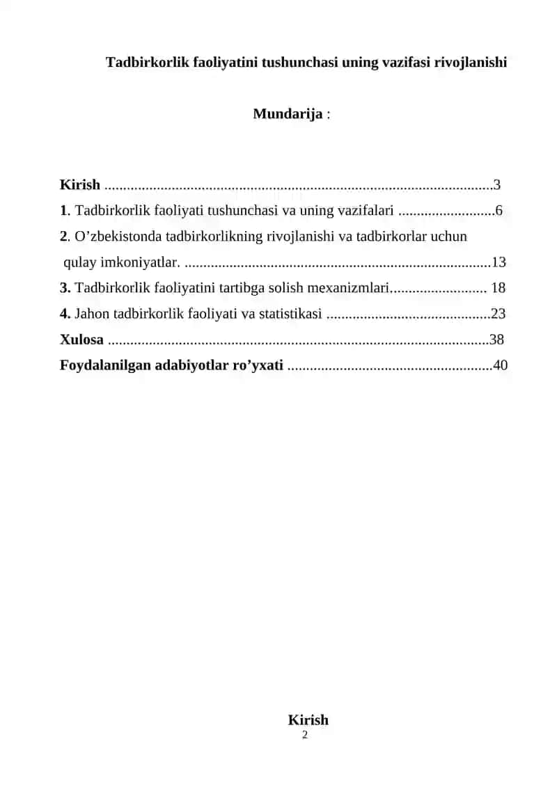Tadbirkorlik faoliyati 2