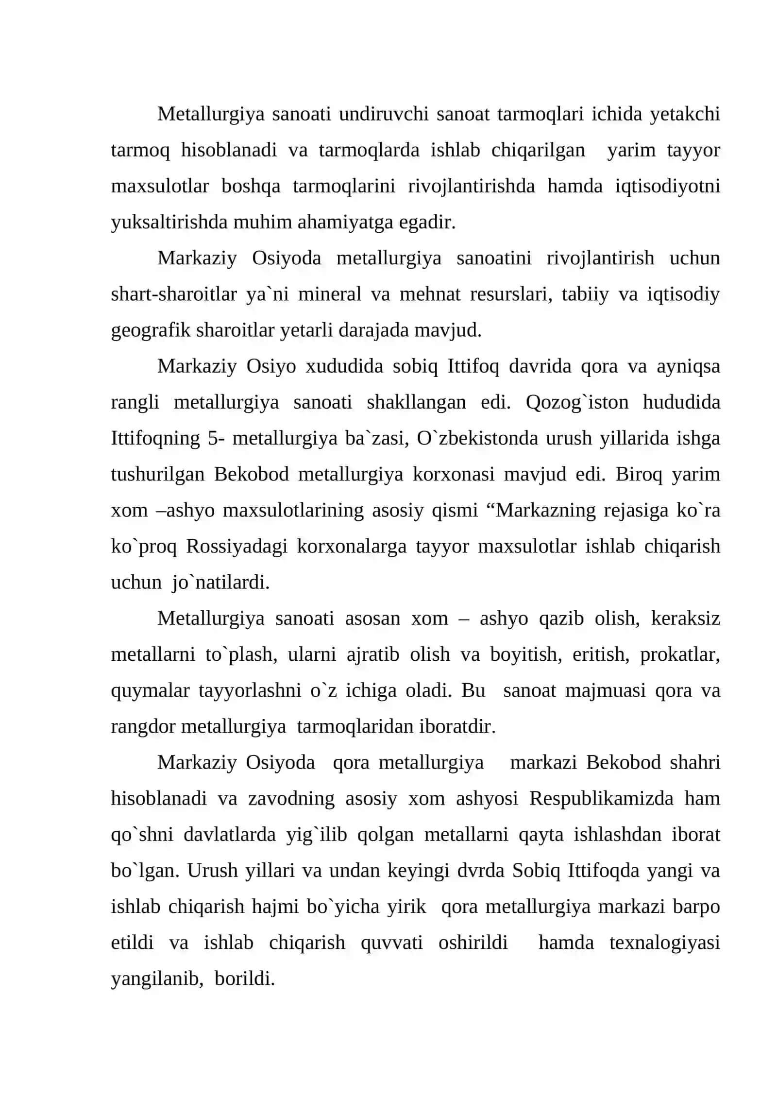 Metallurgiya sanoati va kimyoviy jarayonlar 2