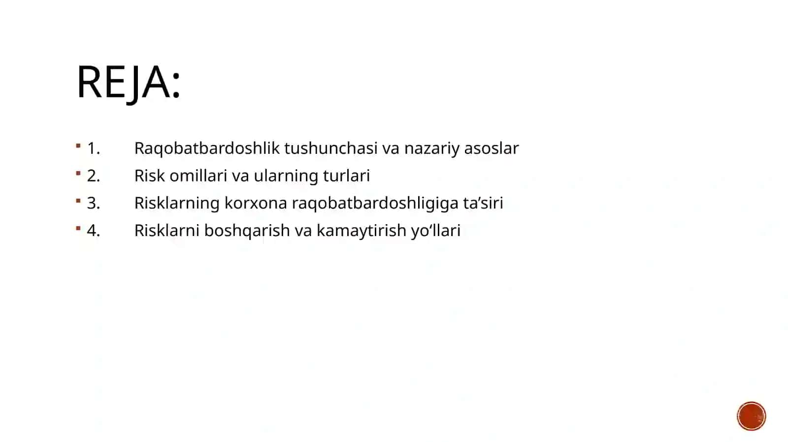 Risklar O'millarini Va Omillar Turlarini O'rganish 2