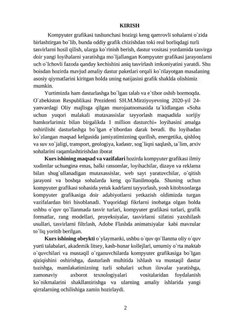 Tasvirlarni kompyuter xotirasiga kiritish va saqlashning asosiy prinsiplari 2