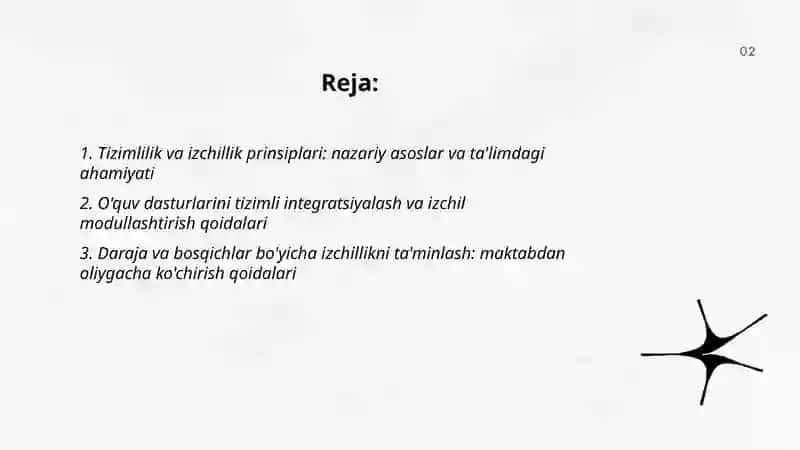 Ta'limning tizimlilik va izchilik prinsiplarini amalga oshirish qoidalari 2
