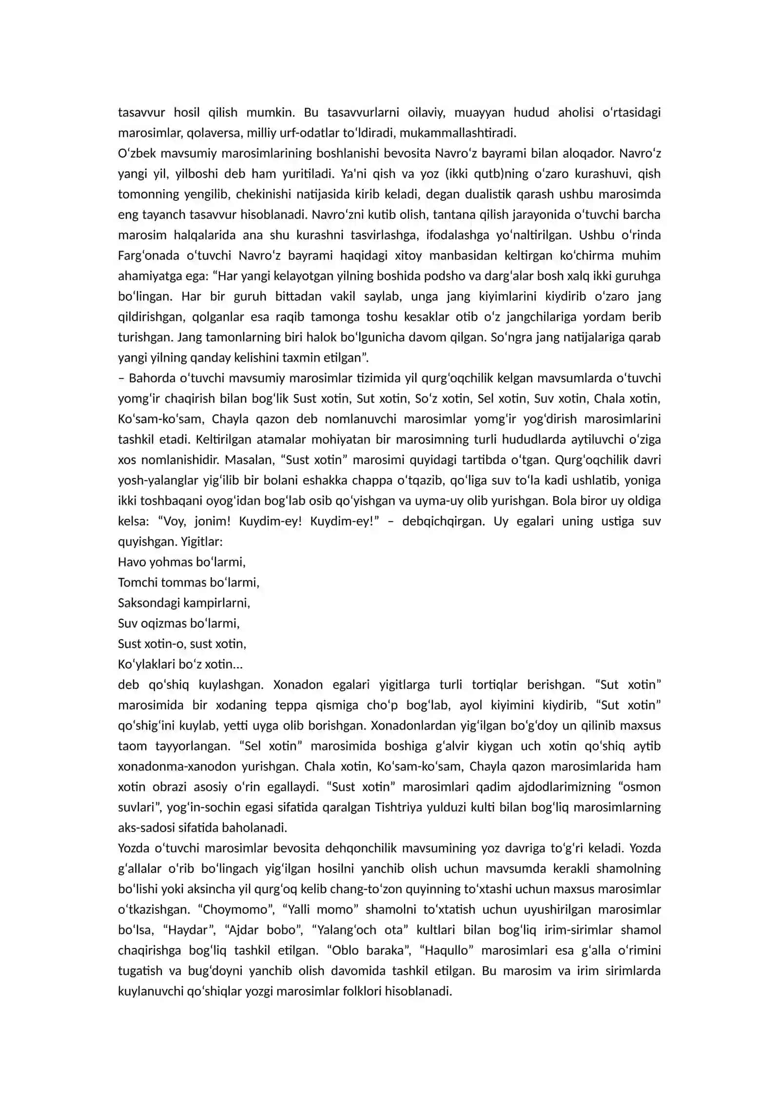 Mavsum va marosim qoʻshiqlari 2
