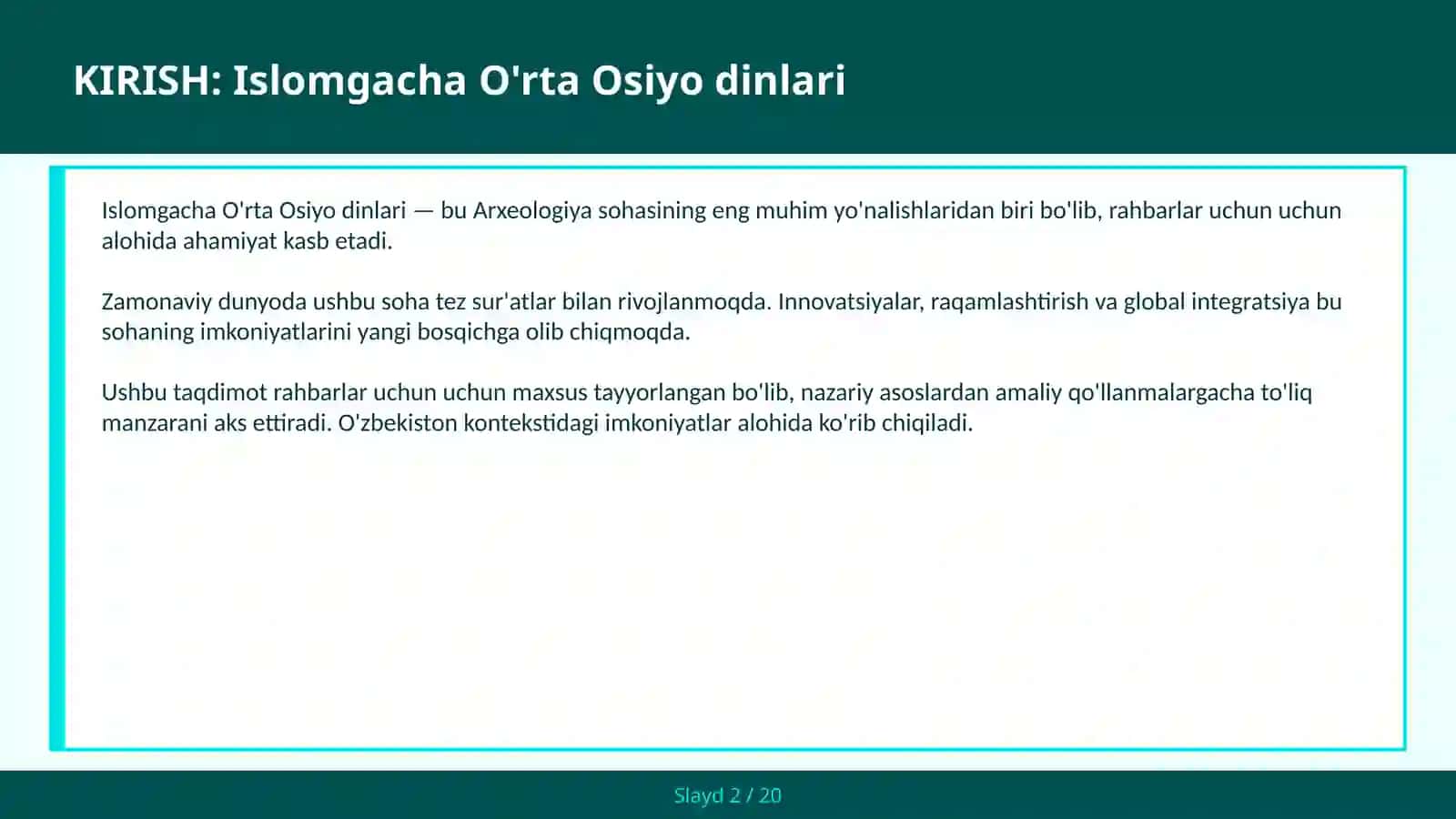 Islomgacha O'rt Osiyo Dinlari 2