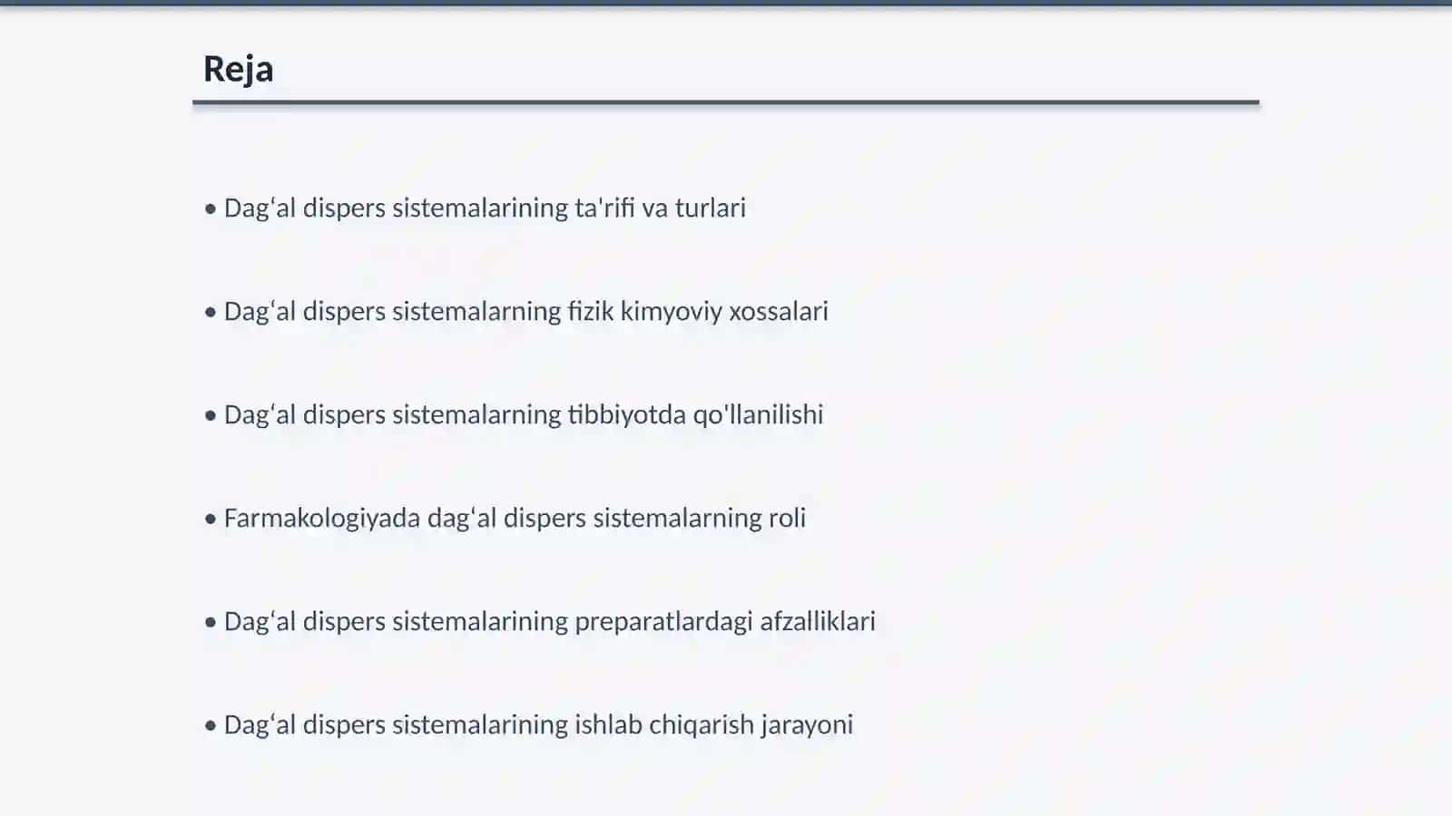Dagʻal dispers sistemalarning xossalari va ularni tibbiyot va farmakalogiyada ishlatilishi 2