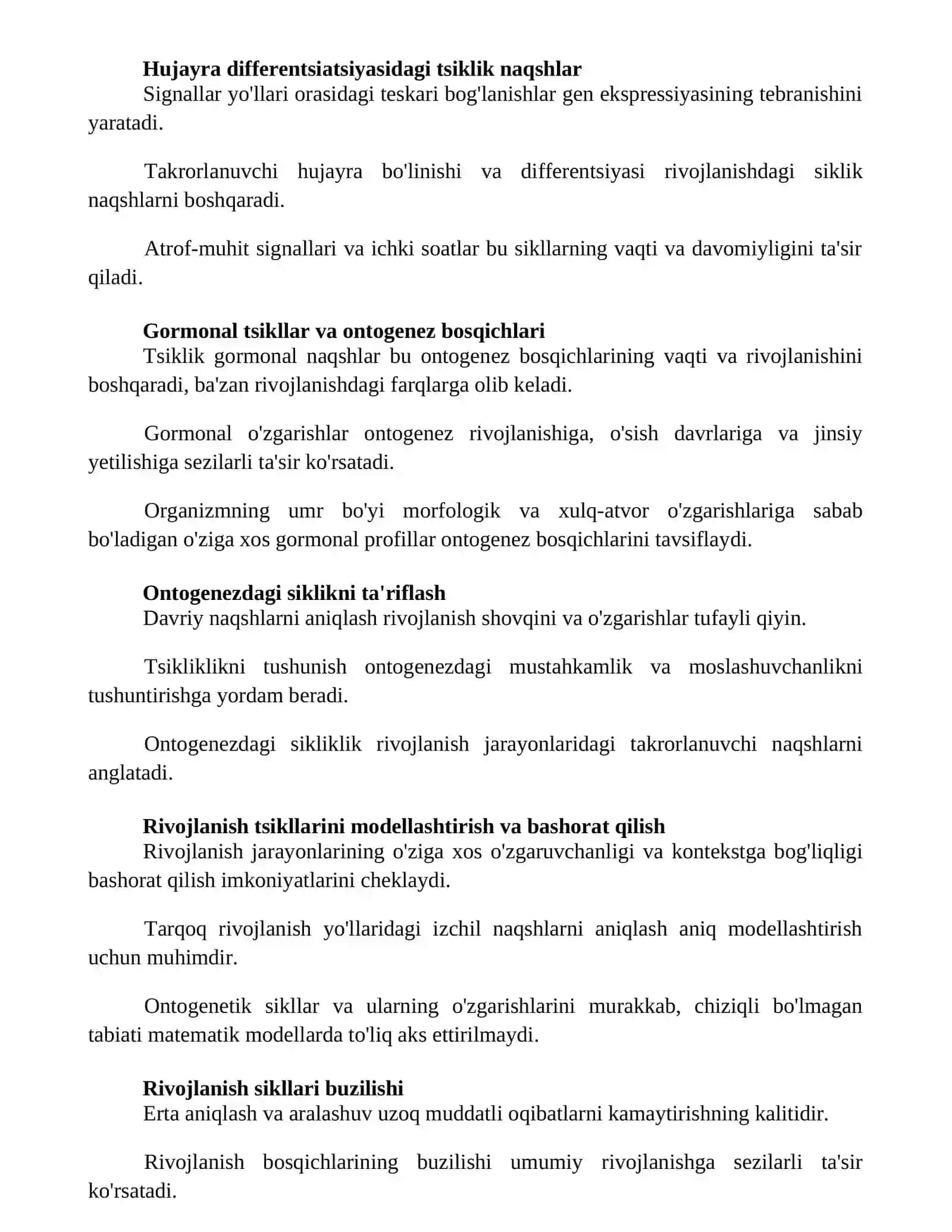 Ontogenetik rivojlanishda davrlashtirish muammosi 2
