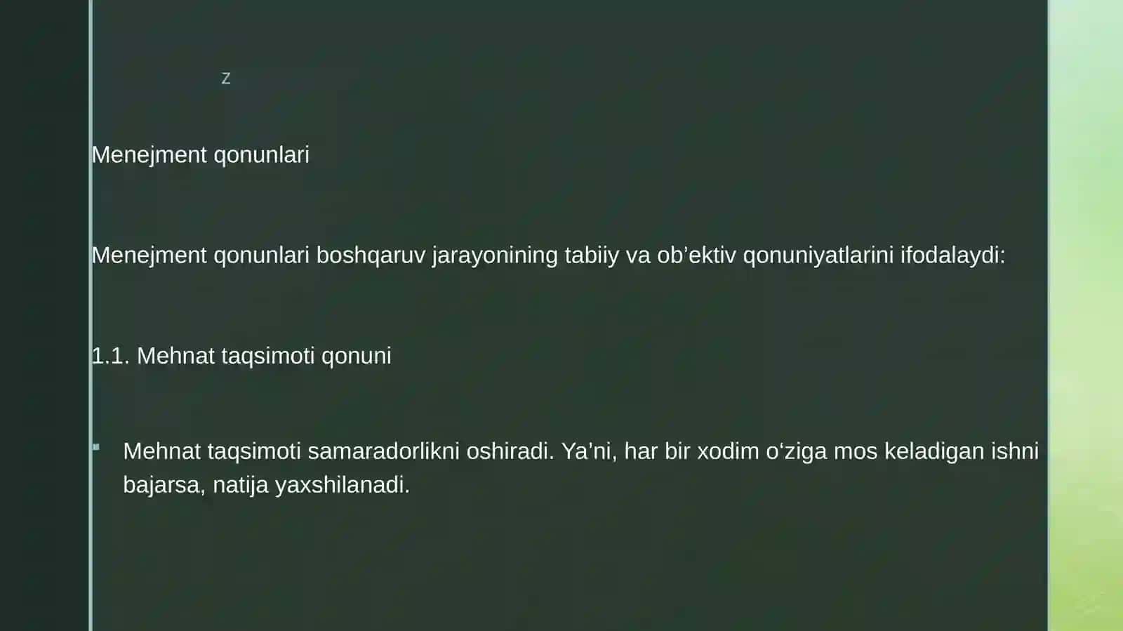 Menejment qonunlari tamoyillari va funksiyalari 2