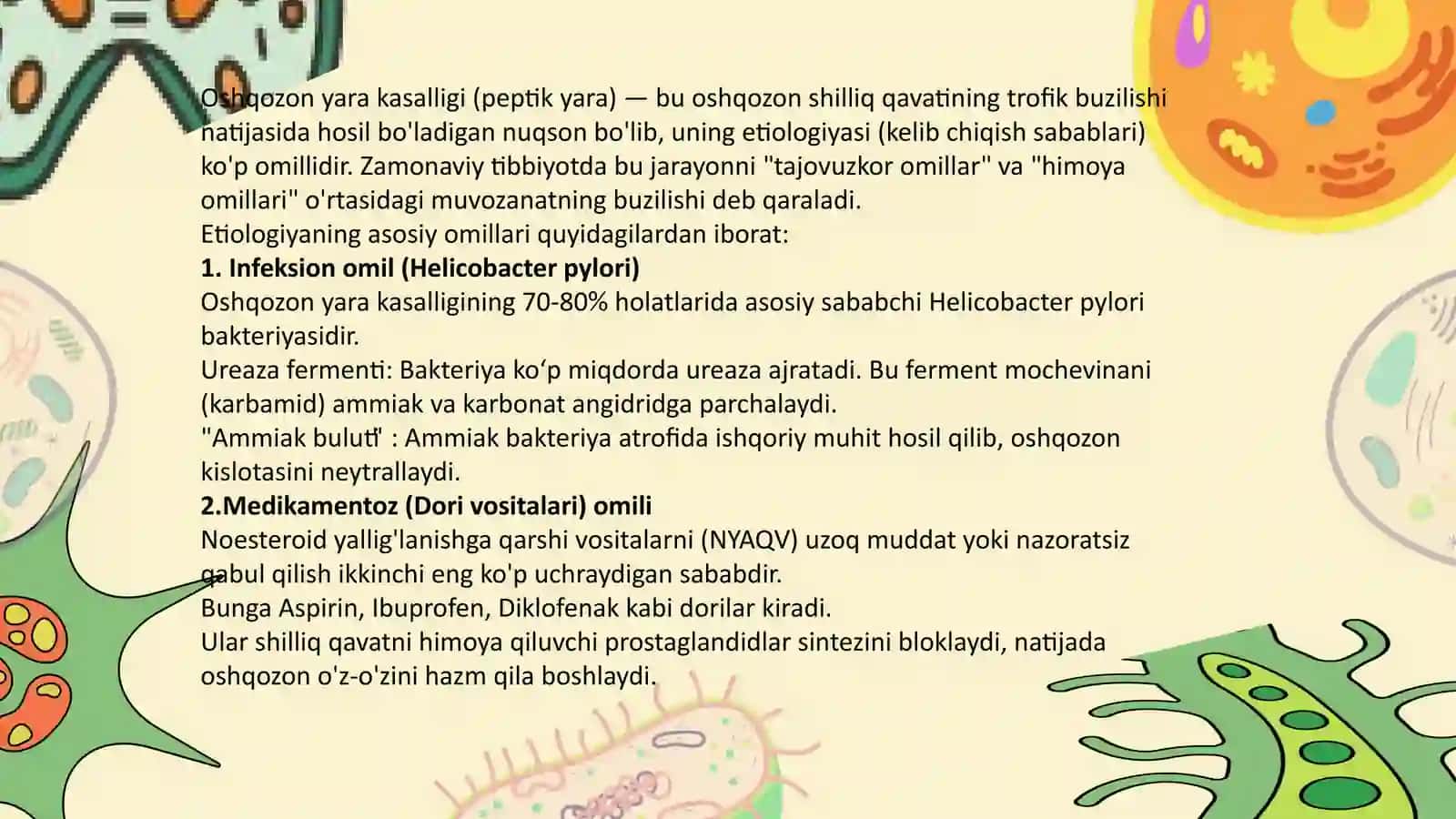 Oshqozon yara kasalligi etiologiyasi va patogenez 2