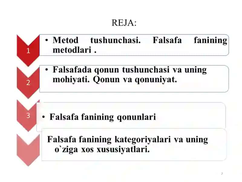 Falsafaning metod, qonun va kategoriyalari 2