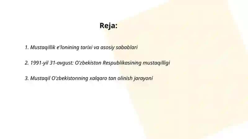 Mustaqil O'zbekiston Respublikasi tashkil topishining tarixiy ahamuyati 2