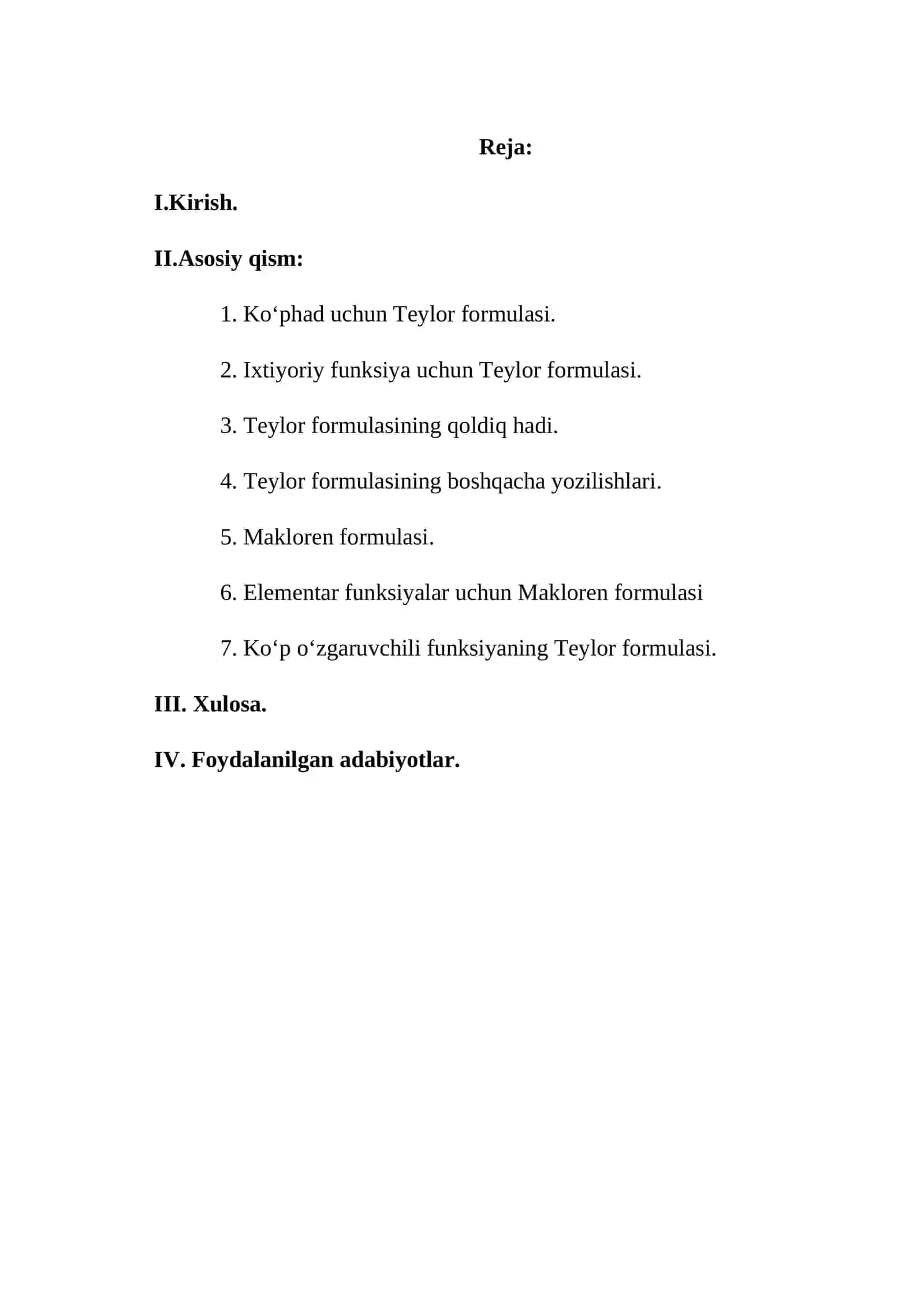Teylor formulasi va uning qoldiq hadi 2