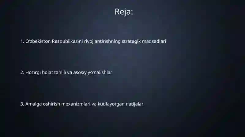 Õzbekiston Respublikasini rivojlantirishda harakatlar strategiyasi 2