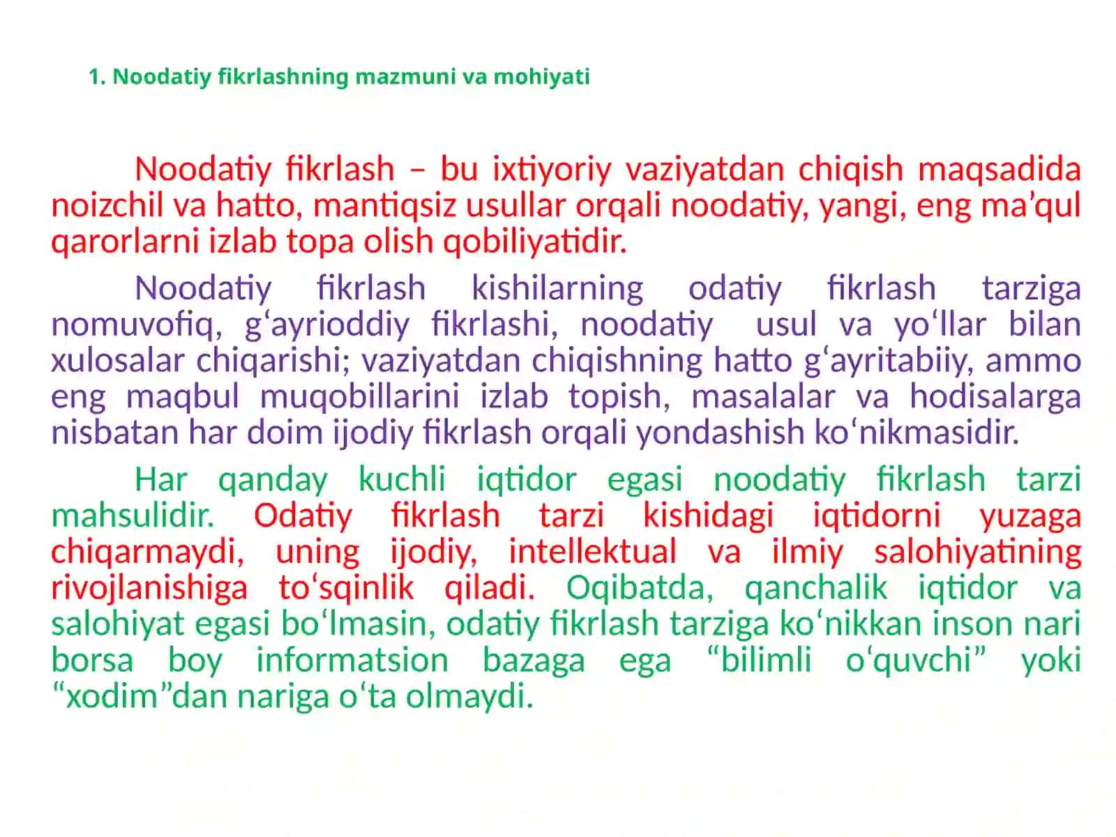 Noodatiy fikrlash asoslari 2