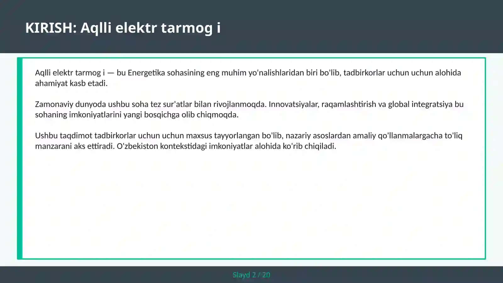 Aqlli elektr tarmog i 2