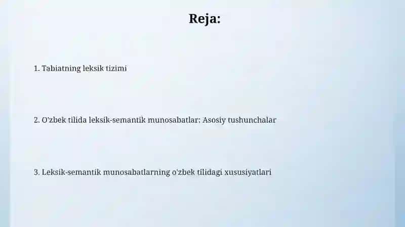Tabiatning leksik tizimi 2