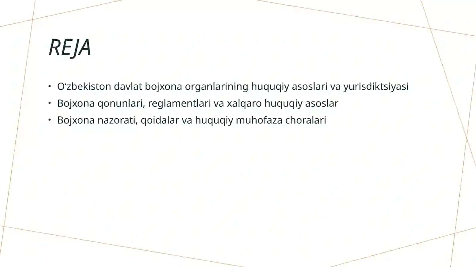 O‘zbekiston Respublikasi davlat bojxona organlari faoliyatining huquqiy asoslari 2