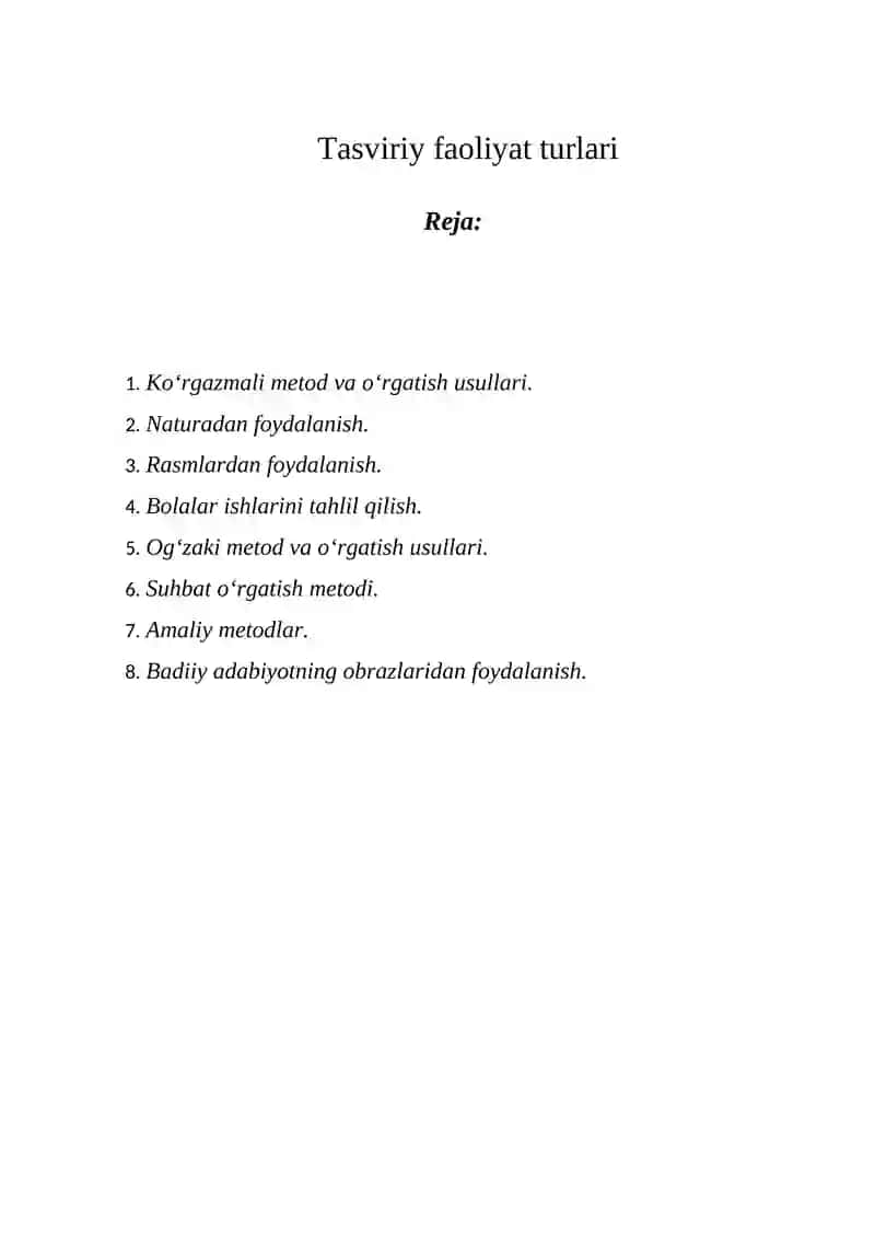 Tasviriy faoliyat turlari 2