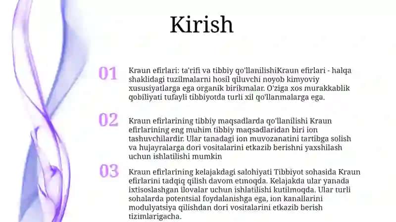 Kraun Efirlari - Dori Vositalari Sifatida 2