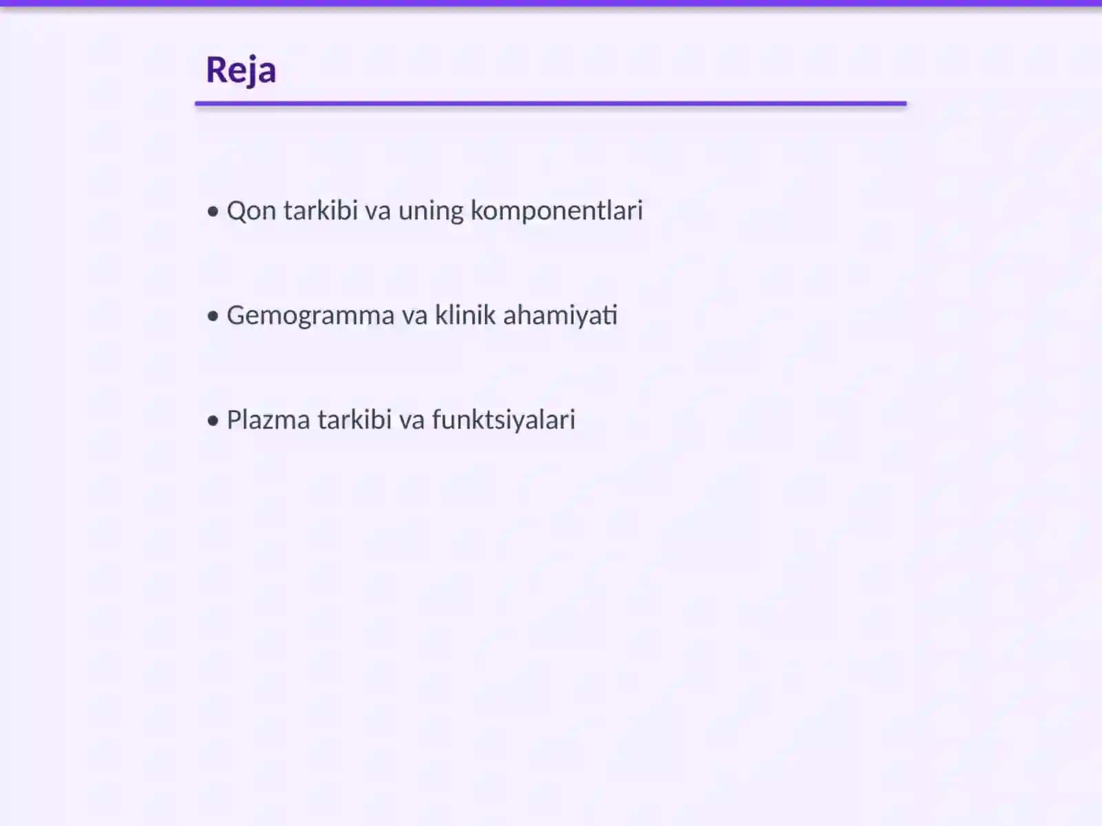 Qon va limfa. 1. Qon tarkibi, gemogramma, uning klinik mohivati 2