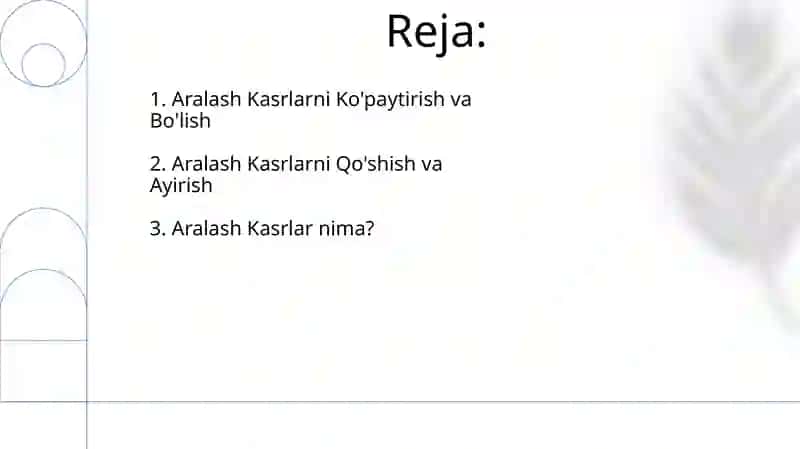 Boshlang'ich matematikada Aralash kasrlar 2
