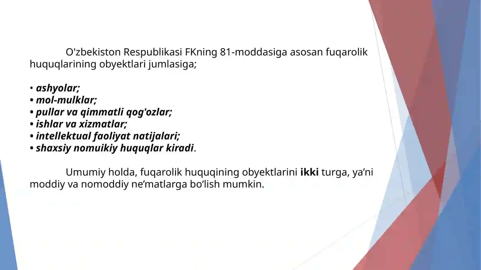 FUQAROLIK HUQUQI OBYEKTLARI 2