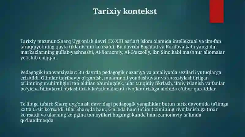 Sharq Uyg'Onish Davrida Pedagogik Fikrlarni Rivojlanishi 2