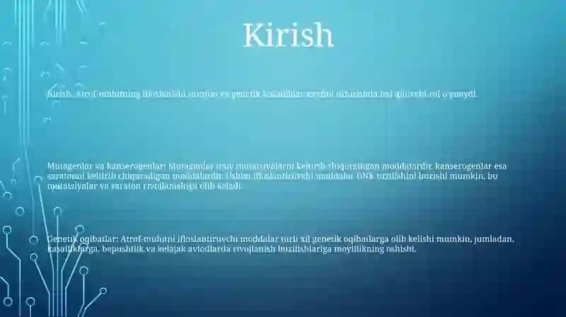 Muhim Rol O‘Ynaydigan Mutogen, Konserogen Omillarning Genetik Oqibatlari 2