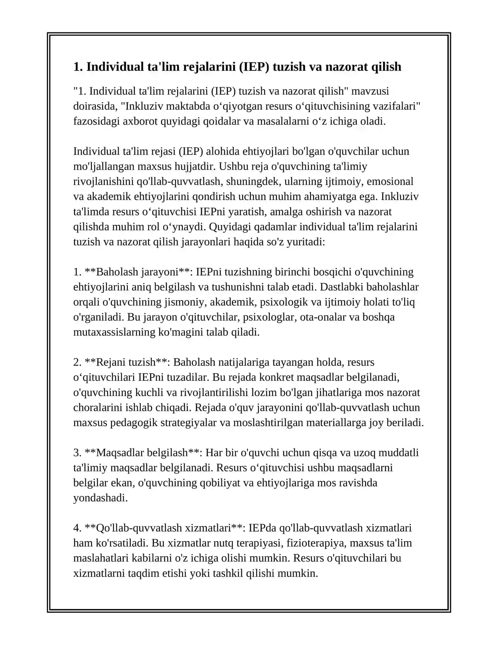 INKLUZIV MAKTABDA OʻQIYOTGAN RESURS OʻQITUVCHISINING VAZIFALARI 2