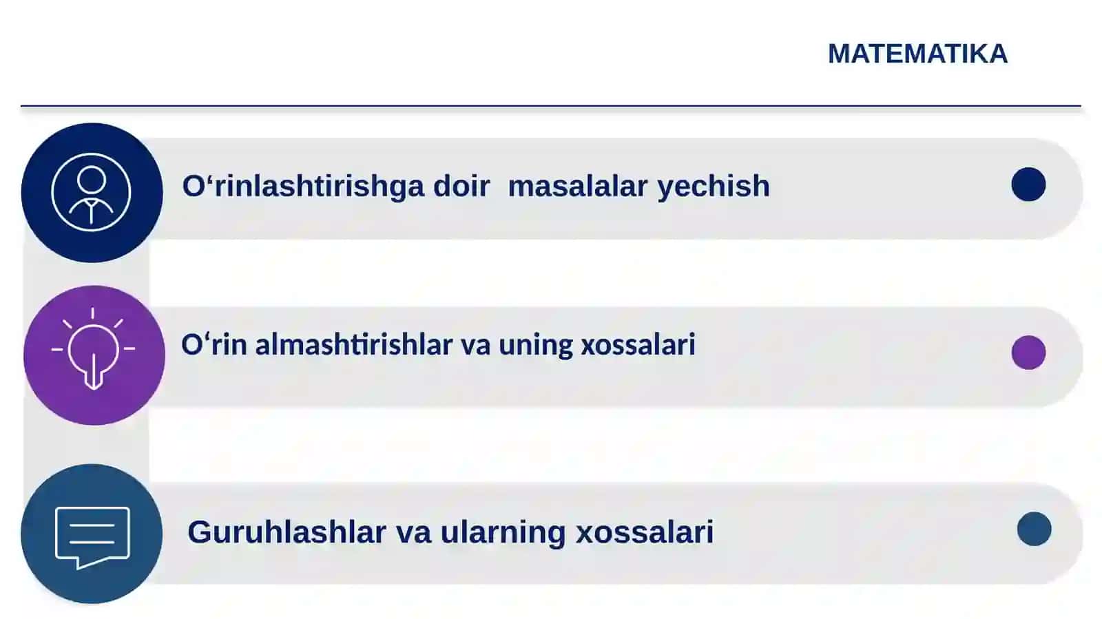 Guruhlashlar, o‘rinlashtirishlar va o‘rin almashtirishlar 2