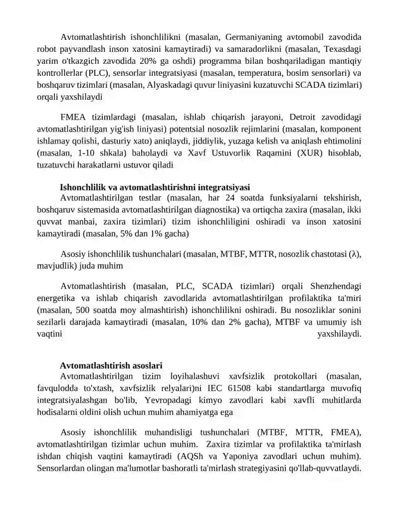 Ishonchlilik va avtomatikavositalari 2