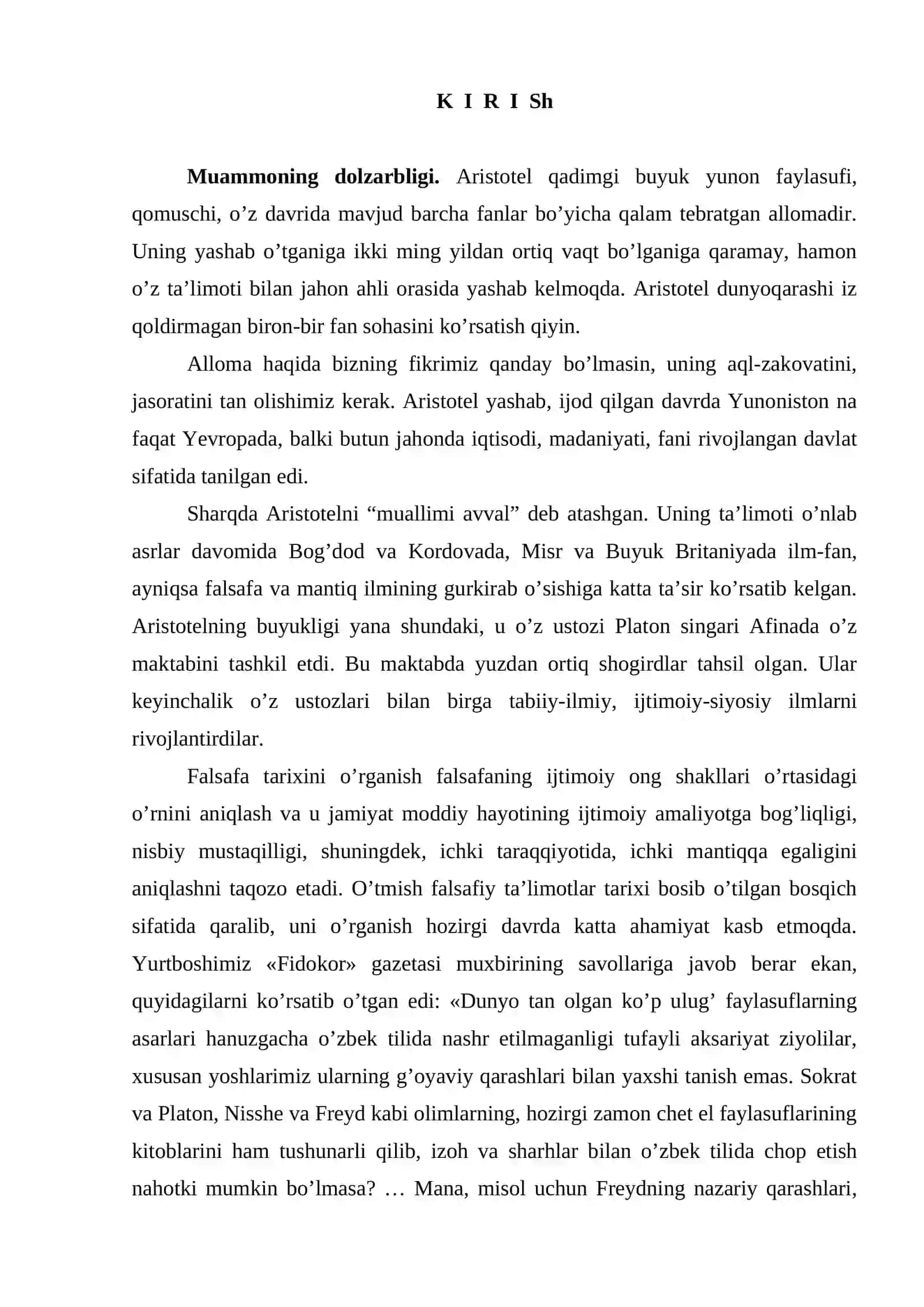 Aristotelning borliq haqidagi ta’limotining sharqqa tarqalishi 2